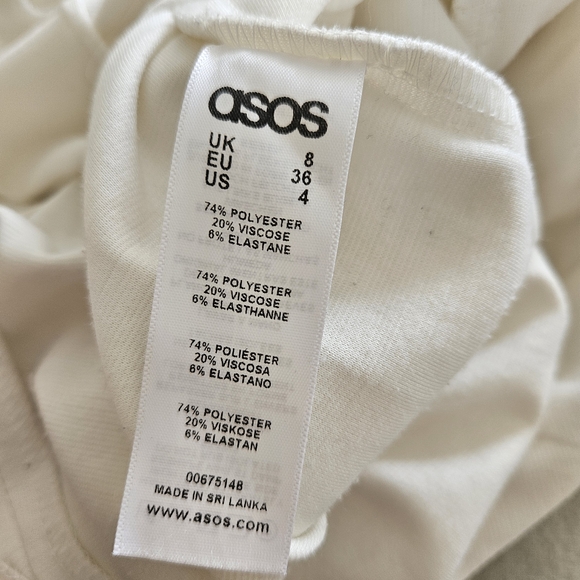 ASOS White Midi Sheath Dress with Side Drape - Picture 8 of 8